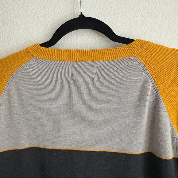 Sonoma Crew Neck Color Block Sweater Mens L Mustard Gray Pullover Knitwear - Picture 8 of 8